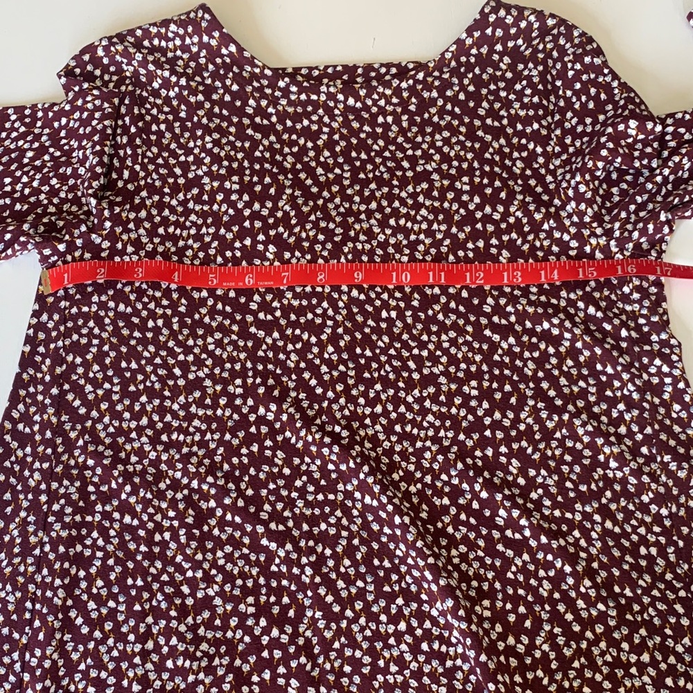 Loft Outlet Petite Maroon Swing Dress 3/4 sleeves size small - Picture 8 of 15